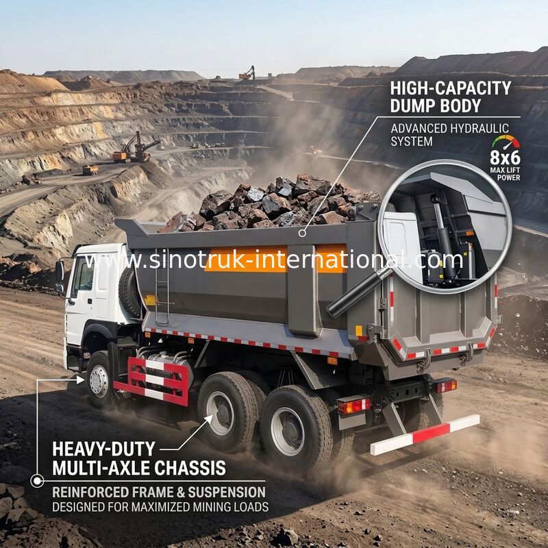 کامیون کمپرسی SINOTRUK HOWO 25t 336HP 6X4 LHD 10 - 25CBM ZZ3257N3647A