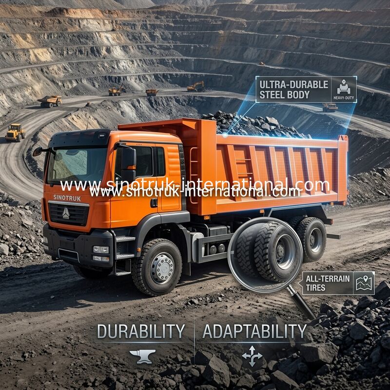 کامیون کمپرسی نارنجی Sinotruk Howo 6 X 4 Tipper New 371HP LHD