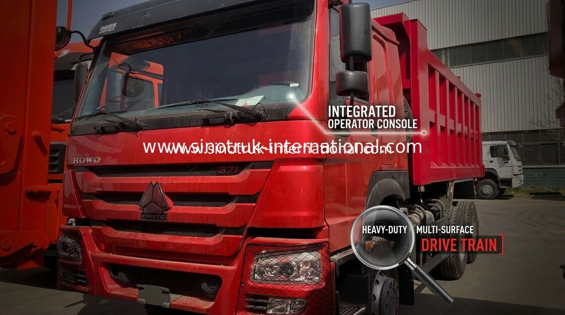 رنگ قرمز SINOTRUK HOWO 6x4 کمپرسی 266HP نوع LHD