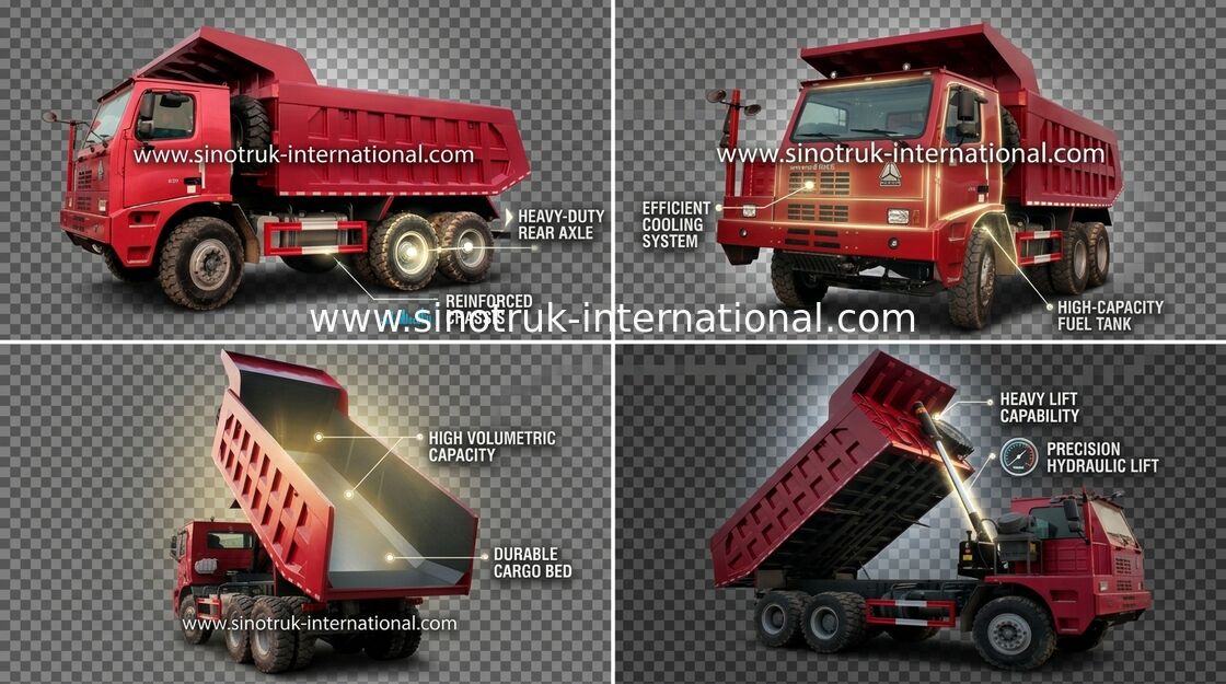 کامیون کمپرسی کامیون SINOTRUK HOWO 70 Mining LHD 6X4 371HP 70tons ZZ5707S3840AJ