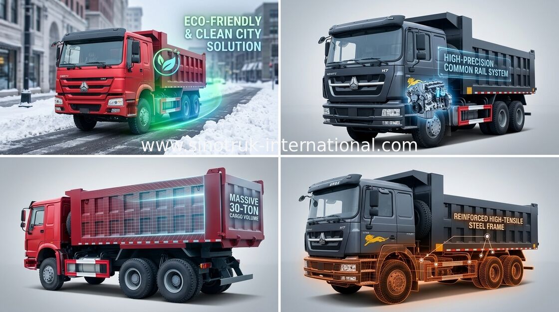 کامیون کمپرسی SINOTRUK HOWO 10 چرخ 371HP بار 25-40tons 10-25CBM کالا