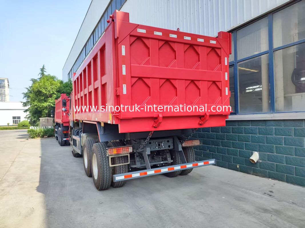 کار سنگین قرمز 6 * 4 کامیون خم کننده 20 متر مکعب 371HP موتور، 40-50 تن بار مفید برای حمل معدن