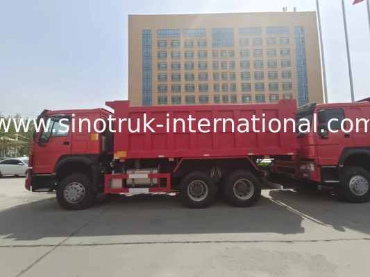 کامیون کمپرسی SINOTRUK HOWO کمپرسی RHD 6×4 336 اسب بخار در رنگ قرمز