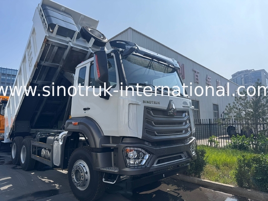 کامیون کمپرسی SINOTRUK HOHAN Howo با بالابر میانی، موتور Weichai، پیکربندی 6 × 4، فرمان چپ، جعبه بار مستطیلی، رنگ سفید، 19-20 متر مکعب