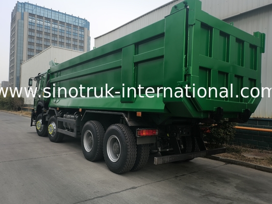 کامیون کمپرسی SINOTRUK HOWO 400HP 8X4 ساختمانی با کابین قدیمی و جلو پنجره طرح شبح، سپر نظامی، کانتینر U شکل