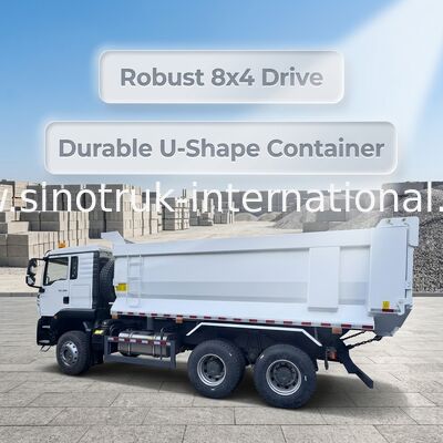 مدل SINOTRUK HOWO TX با موتور 380 اسب بخار، کامیون کمپرسی LHD 6X4 با کانتینر U شکل، سفید