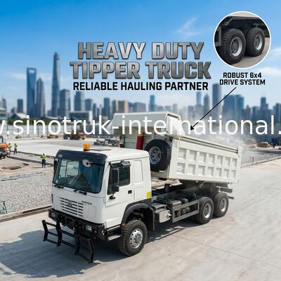 SINOTRUK 371HP 6 × 6 RHD HOWO Dump Truck سفید 19-20CBM بلند کردن جلویی کاملاً محرک ، با پلن ، مدل محبوب در گویانا