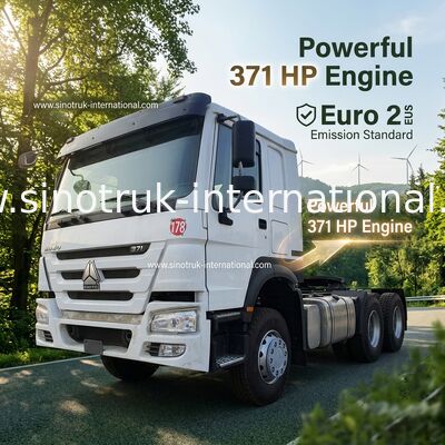 HOWO A7 استفاده شده تراکتور کامیون LHD 6X4 یورو 2 371 HP با قدرت کمک هدایت هیدرولیک سفید