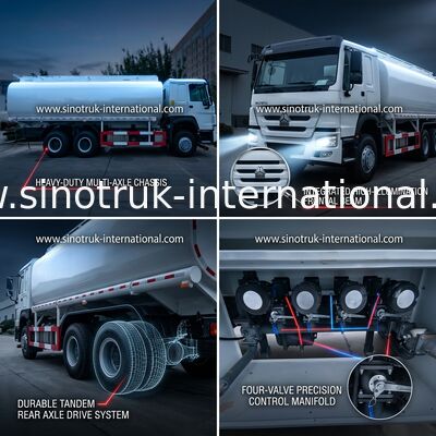 کامیون مخزن نفت HOWO 6×4 10 چرخ 400 اسب بخار 20CBM برای حمل و نقل