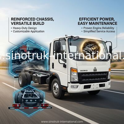 ZZ1047D3414C145 HOWO 4 * 2 کامیون های سبک 116HP شاسی