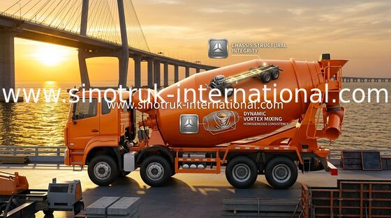 سینوتروک Howo N7 کامیون مخلوط کنکریت 6 X 4 یورو 2 380hp برای ساخت و ساز
