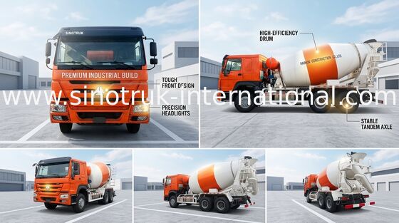 کامیون 3C Sinotruk Howo Ready Mix Concrete Truck 371hp 10 Wheels Lhd 6x4