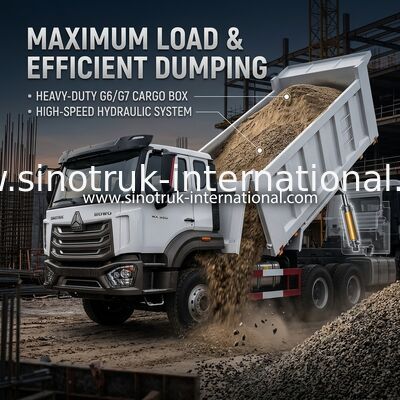 SINOTRUK HOHAN HOWO 380HP LHD تپپر دامپ کامیون 6X4 طرحی سبک جعبه بار