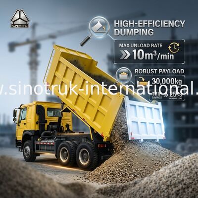 سینوتروک هووو کامپینگ 6 × 4 Lhd 10 چرخ 20CBM کارگو باکس لاستیک معدن