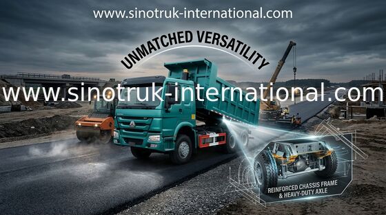 راننده سمت راست ده چرخ کامیون واژگون Sinotruk ، کامیون کمپرسی سنگین